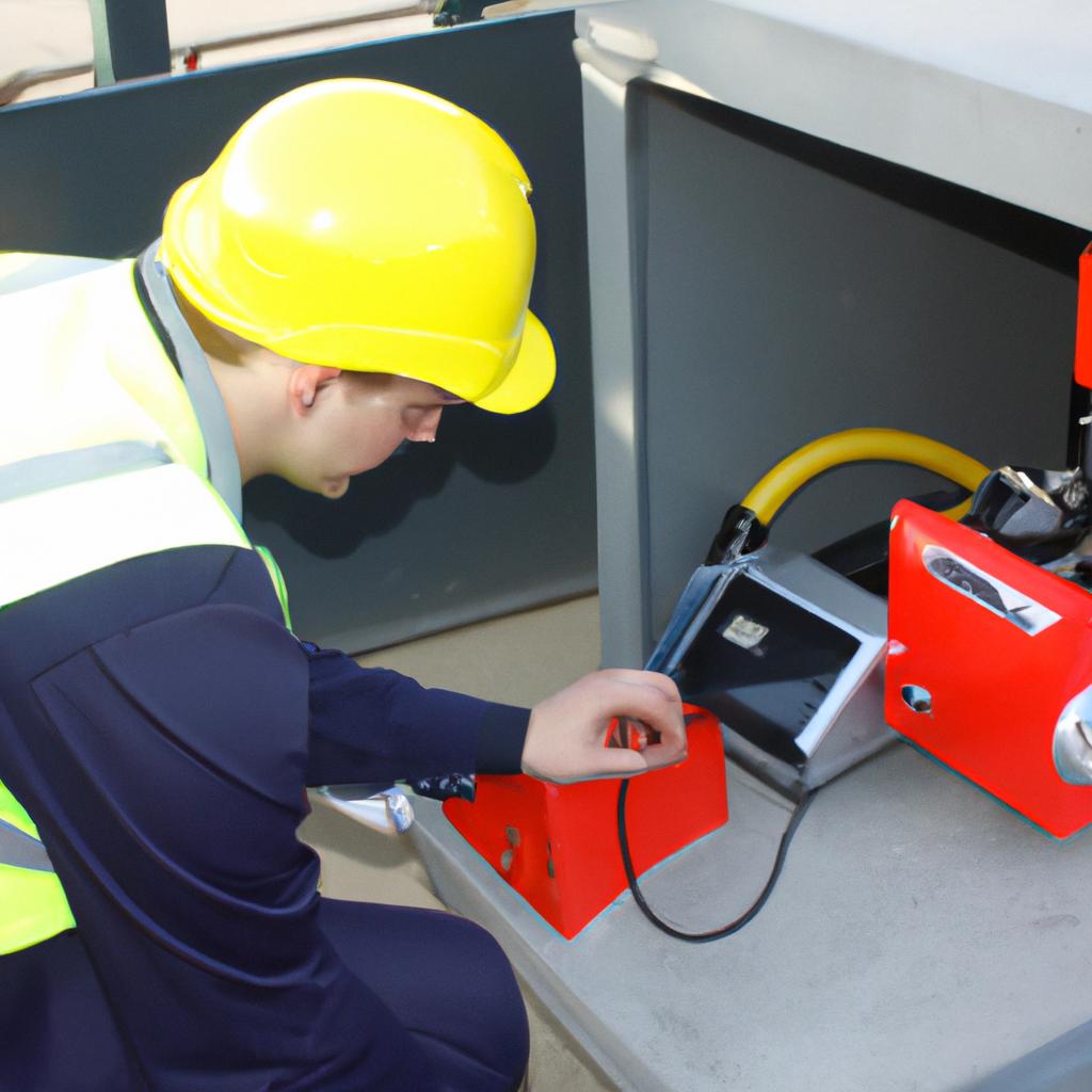 Person performing equipment maintenance tasks